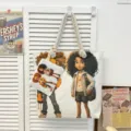 Τσάντα tote καμβά με print κοριτσιού σγουρά μαλλιά μεγάλη τσάντα παραλίας με τσαντάκι - Στυλ Σχεδίου 5