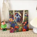Bunte Segeltuch Tragetasche mit farbigem Gartenhaus Motiv, modische Freizeittasche neu. - Muster-Stil 6