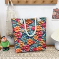 Canvas beach bag with colorful floral print, double-sided pattern and chunky rope handles. - Dense Floral Style