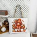 Borsa shopper in tela casual con stampa di bambina cartoon e arance, regalo alla moda. - Stampa Ragazza Arancia (Stile 8)