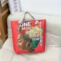 Large capacity canvas tote bag with artistic African woman graphic and motivational quote print. - African Profile Quote Style (6)