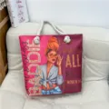 Fashion large capacity canvas beach bag with stylish artistic print and comfortable rope handles for women - Inspirational Quote Portrait Style (8)
