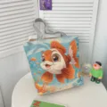 Bolsa tote de lona bordada de pez dorado lindo, bolso de hombro casual grande para uso diario. - Estilo 1