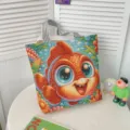 Bolso tote de lona estilo étnico con bordado de pez dorado, bolso de hombro informal de gran capacidad - Estilo 6