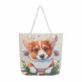 Leuke Corgi canvas shopper tas met dikke touw handvatten, grote casual schoudertas. - Corgi Patroon