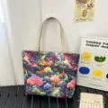 Bunter, bunter Wald-Print Canvas Shopper, lässige Handtasche für Alltag und Strand. - Stil 2
