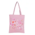 Borsa shopper in tela di lino rosa con stampa cartoon carina, borsa a spalla casual per tutti i giorni. - Elefante Rosa