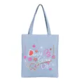 Borsa tote in tela di lino azzurro con simpatico elefante a cartone animato per uso quotidiano. - Elefante Blu