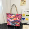 Bunte Fantasie Druck Leinwand Tragetasche, lässige große Kapazität Schultertasche für Damen. - Stil 9