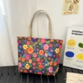 Lässige Blumen-Leinen-Tragetasche für Damen, große Kapazität für Alltag und Strand. - Stil 8