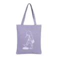 Borsa shopper in tela viola con stampa carina di ragazza cartone animato tracolla - Ragazza Schizza Viola