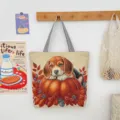 Canvas shopper tas met schattig beagle en pompoen herfst print, grote schoudertas - Patroon Stijl 9 (Beagle)