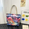 Bunte, bedruckte Leinwand-Umhängetasche, lässige Handtasche für den Alltag und die Arbeit. - Stil 1