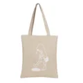Borsa Tote in Tela di Lino Casual Cartoon Borsa a Spalla Beige Studente Shopping Borsa - Ragazza Schizza Beige