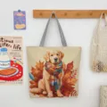 Canvas shopper tas met gouden retriever en herfstbladeren patroon, casual schoudertas. - Patroon Stijl 7 (Golden Retriever)
