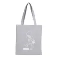 Borsa shopper in tela grigia con stampa di cartoni animati di pioggia, borsa casual. - Ragazza Schizza Grigio