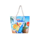 Borsa da mare in tela con stampa di frutta tropicale, elegante borsa a tracolla estate. - Estate Fresca