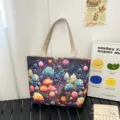 Bolso Tote de Lona con Flores Informal Gran Capacidad Bolso de Hombro para Mujer Diario - Estilo 4