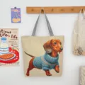 Segeltuch Tragetasche mit Hundemuster, lässige Damen Schultertasche für den Alltag. - Stil 3 (Dackel)
