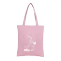 Borsa shopper in tela di lino rosa con stampa di bambino simpatico, borsa casual. - Ragazza Schizza Rosa