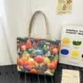 Bolso tote de lona con estampado de bosque otoñal elegante, gran bolso de hombro casual. - Estilo 11