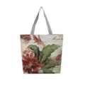 Vintage Blumenmuster Canvas Umhängetasche mit Retro Poststempel und Streifengriffen für Damen - Vergängliche Blüte