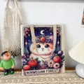 Niedliche Katzen-Leinwand-Tragetasche, lässige Schulter-Einkaufstasche mit Blumen-Tarot-Design. - Muster-Stil 7