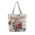 Vintage Blumen Canvas Tragetasche für Damen, retro Rosen Garten Muster Schultertasche Alltag - Rosengarten
