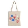 Beigekleurige canvas shopper tas met leuke print van bomen en dieren voor dagelijks gebruik. - Kleine Bos Beige