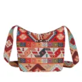 Ethnic style woven canvas shoulder bag, colorful bohemian geometric pattern crossbody bag for women. - Geometric Print 2