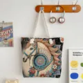 Ethische bestickte Canvas Tote Tasche mit dicken Hanfseilgriffen für den täglichen Gebrauch. - Zusätzlicher Stil 1