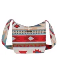 Ethnic style canvas shoulder bag with geometric patterns and toggle closure for casual daily use. - Geometric Print 4