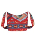 Bohemian ethnic style canvas shoulder bag with geometric woven patterns for casual daily use. - Geometric Print 5