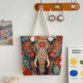 Ethno-Stil bestickte Canvas Tragetasche mit dicken Seilgriffen, grosse Damen Schultertasche. - Zusätzlicher Stil 3