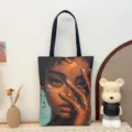 Modische Canvas Tragetasche mit kunstvollem Frauenprint, bequeme Schultertasche Alltag. - Muster-Stil 4