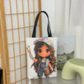 Süße Cartoon Mädchen Canvas Tasche Freizeittasche Schultertasche Shopper Weiß - Muster-Stil 6