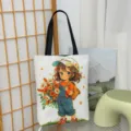 Niedliche Cartoon-Mädchen Canvas Tragetasche, lässige Umhängetasche mit großem Fassungsvermögen. - Muster-Stil 5