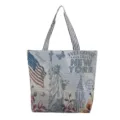 Fashionable New York print canvas shoulder bag, large capacity casual tote bag for use. - Statue Of Liberty Butterfly