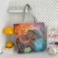 Sac cabas en tissu à motif éléphant ethnique d'Asie du Sud-Est, grand sac shopping décontracté. - Style 3