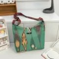 Etnische stijl canvas schoudertas jacquard crossbody tas met kleurrijke riem en handige hoornknop. - Stijl 2