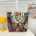 Geweven vlinder shopper tas grote capaciteit vintage bloemen schoudertas voor dagelijks. - Stijl 8