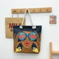 Μεγάλη τσάντα ώμου από καμβά με μοντένo pop art τύπωμα, casual τσάντα καθημερινής χρήσης. - Στυλ Σχεδίου 3