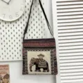 Etnische canvas schoudertas met olifant borduursel, casual tas voor dagelijks gebruik. - Patroonstijl 1