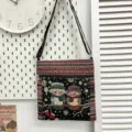 Geweven crossbody tas in etnische stijl met schattig uilenpatroon en handige zakken met rits. - Patroonstijl 3