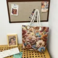 Bolso Tote Tapiz Floral Vintage De Gran Capacidad Bolso Hombro Lona Manijas De Cuerda - Multicolor Brocado Doble Cara Abeja Flor