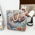 Leinwand bestickte Tragetasche mit schönem Fischmuster, lässige Umhängetasche für den Alltag. - Stil 3