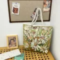 Bolso tote de lona con flores, bolso de hombro vintage de gran capacidad con asas. - Multicolor Brocado Doble Cara Margarita
