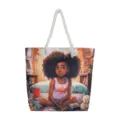 Leuke canvas shopper tas met cartoon meisje print, veelzijdige strand schoudertas. - Patroonstijl 1