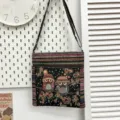 Sac à bandoulière en toile brodée style ethnique avec un joli motif de hibou et des poches. - Style de Motif 10