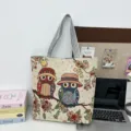 Grote canvas uil wandtapijt tote tas casual schouder studenten boek tas stijlvol - Patroonstijl 2